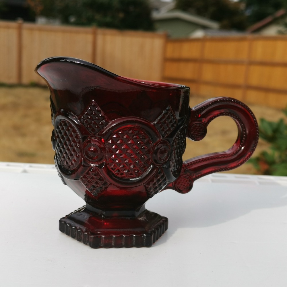 VTG AVON 1876 Cape Cod Collection Ruby Red Glass Creamer